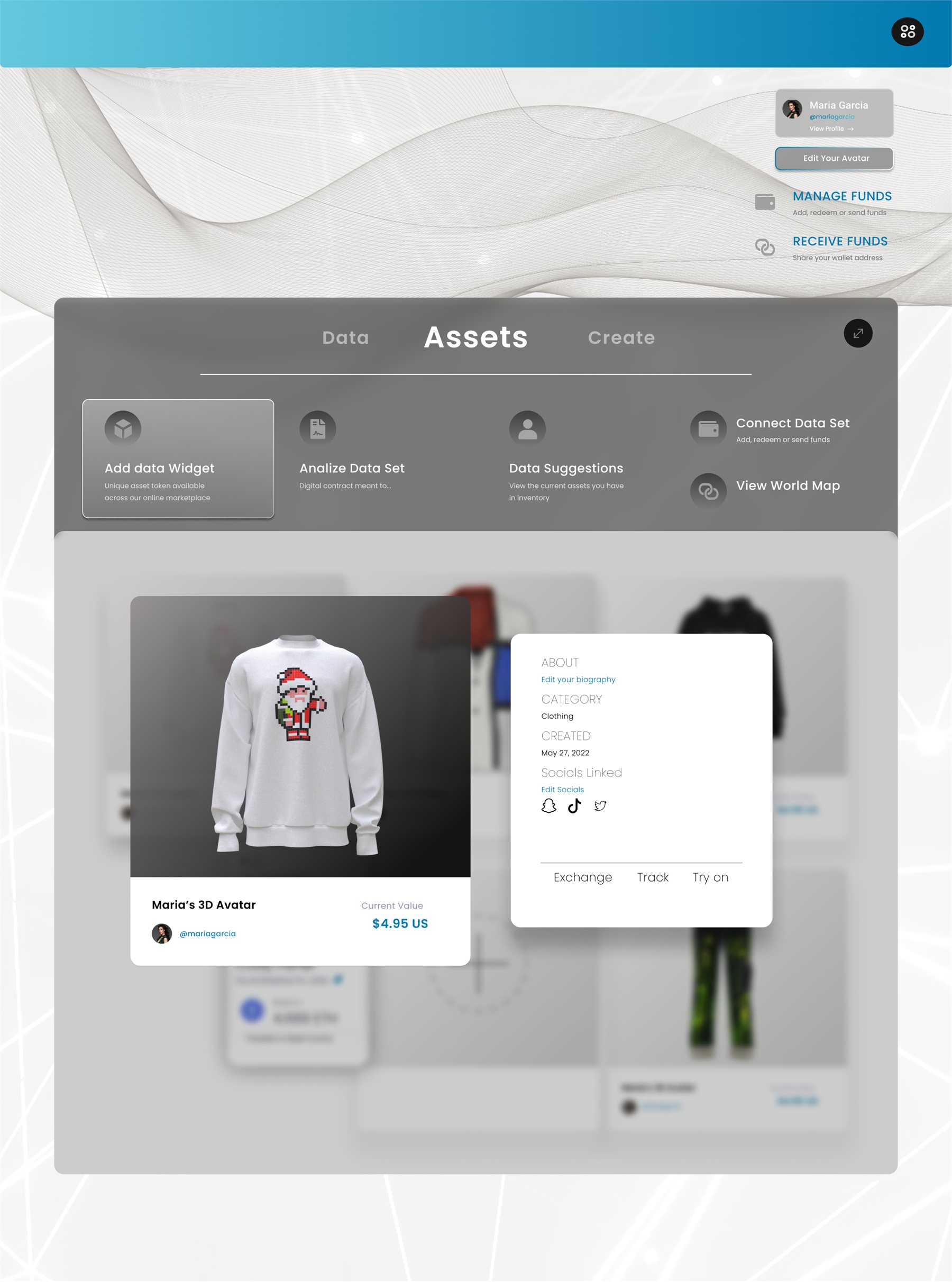 Assets page with an item selected