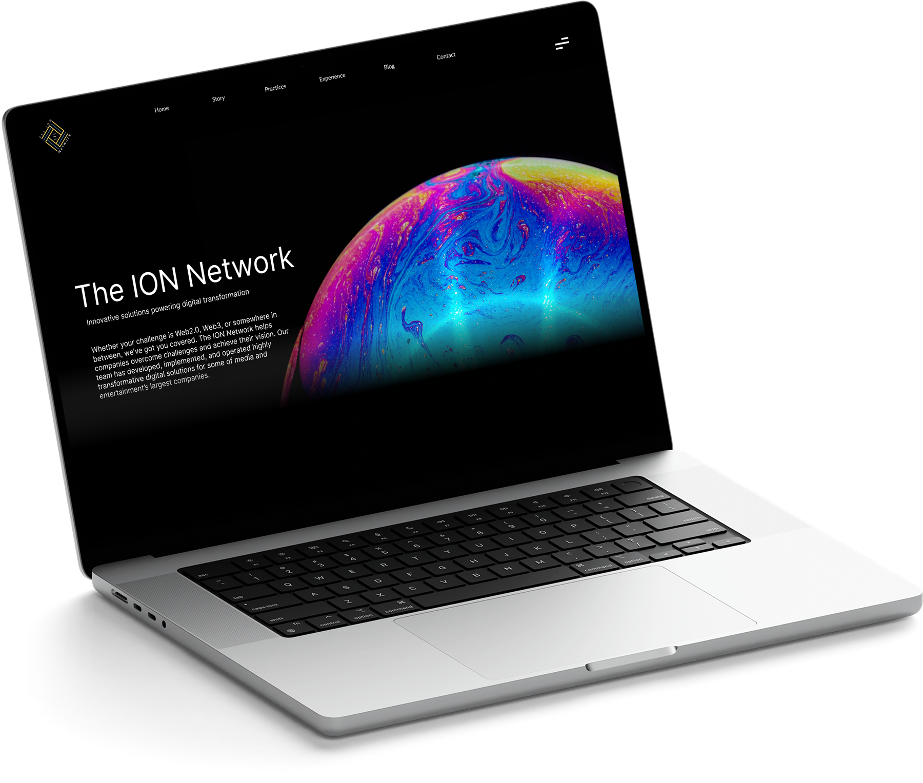The iON Network site shown on a laptop