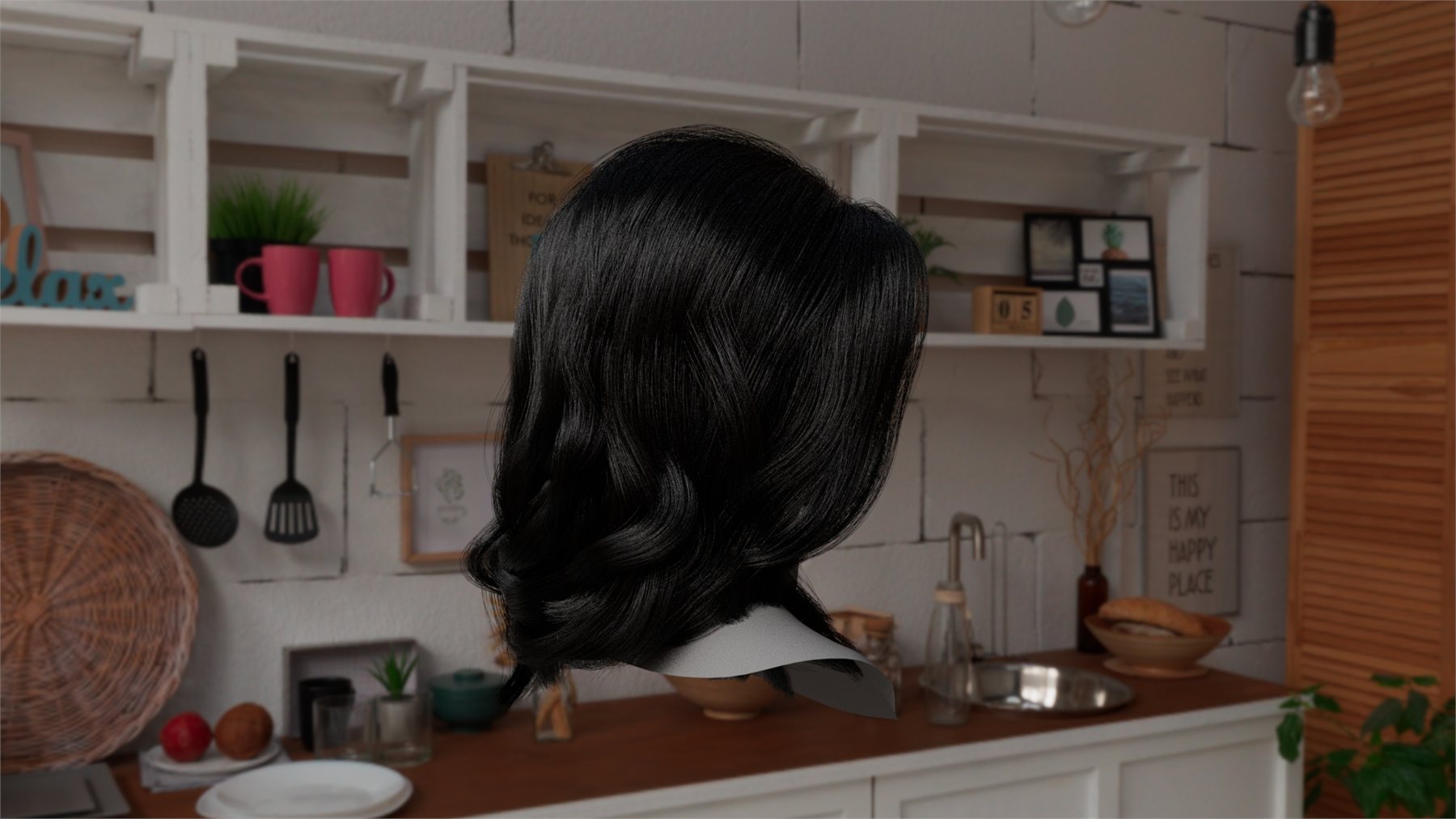 Hair groom, side view