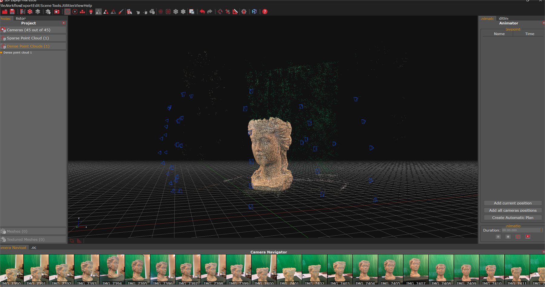 Photo set imported into 3D Zephyr
