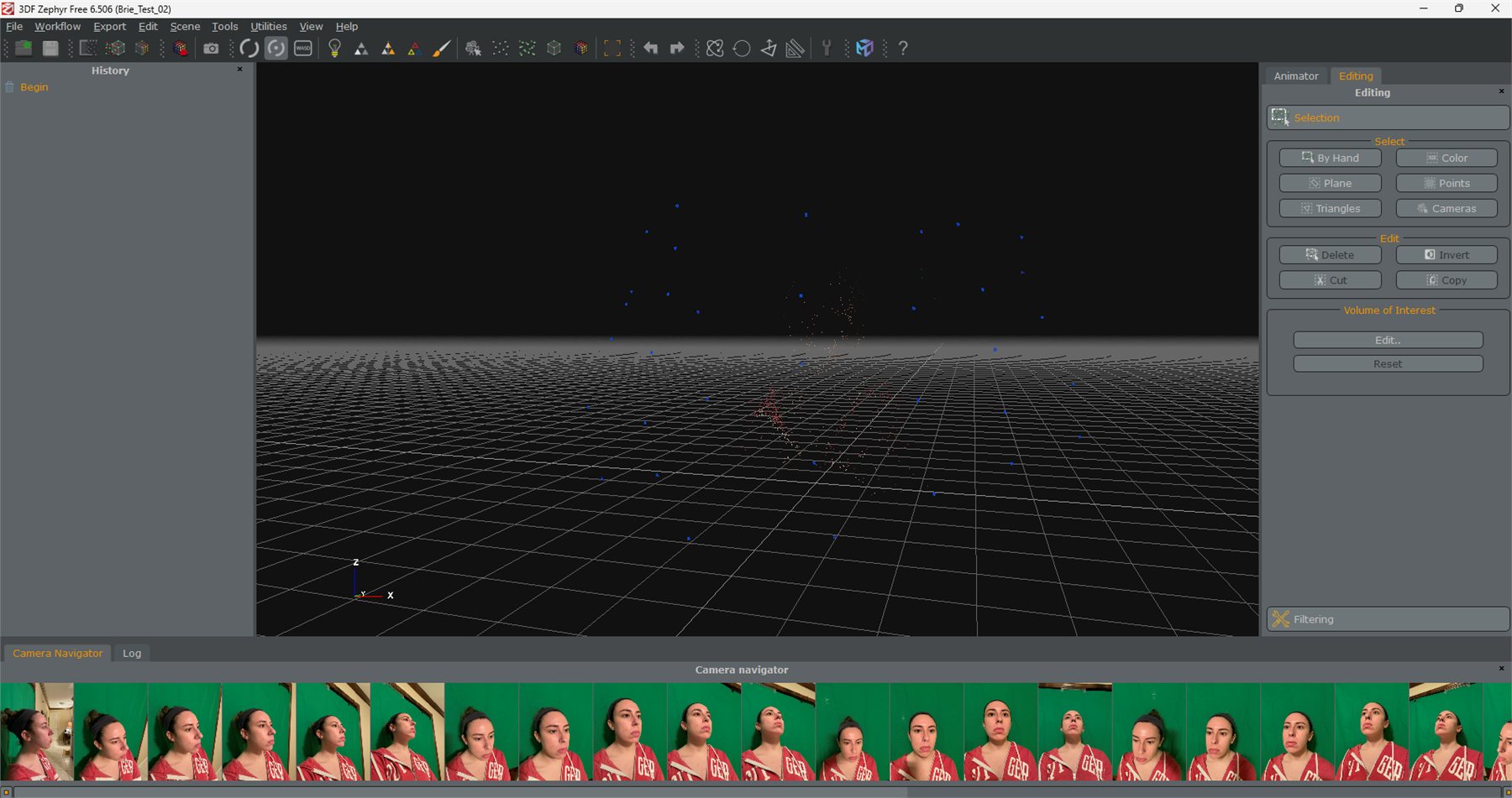 Point cloud of the live subject
