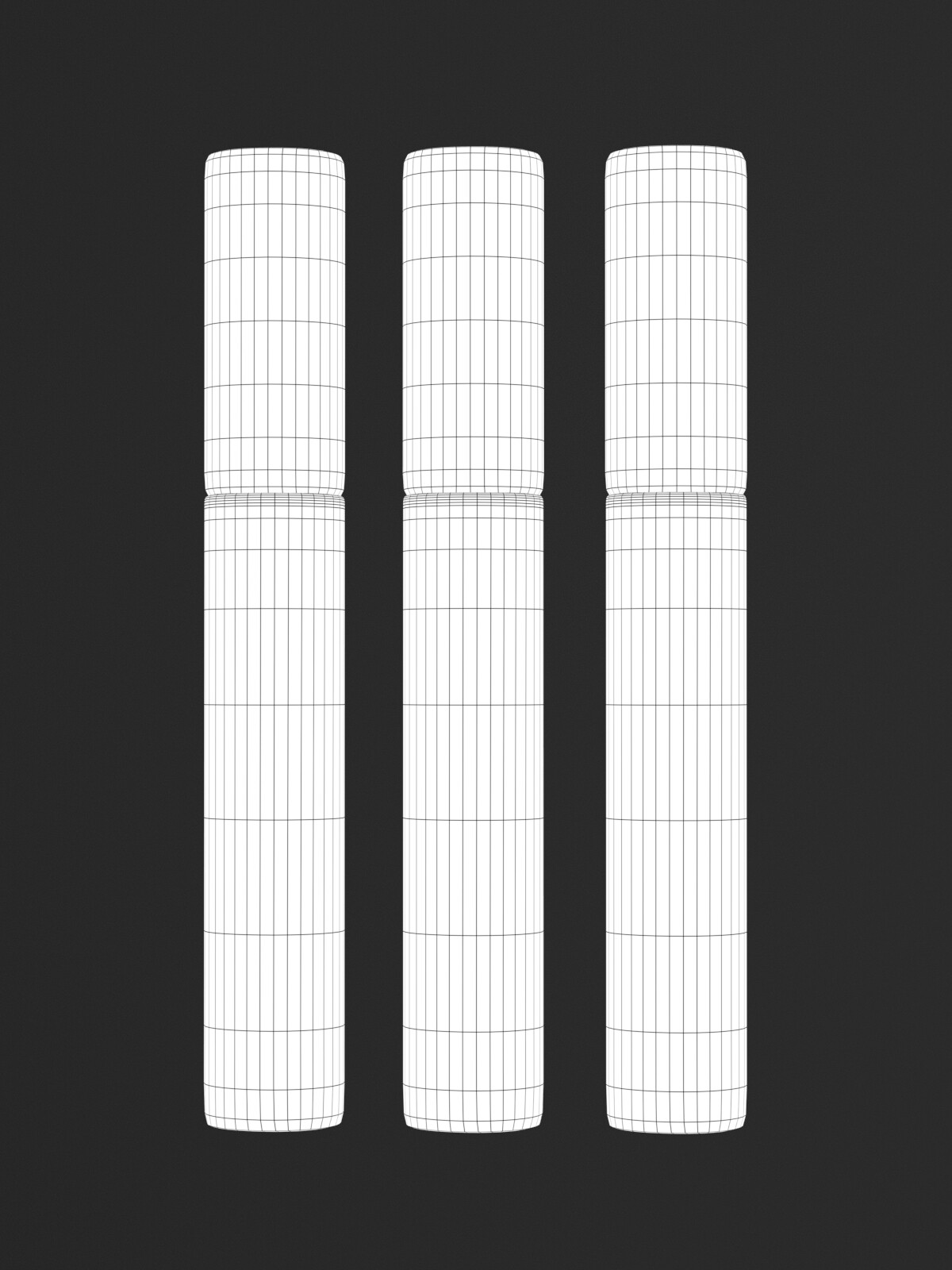 Wireframe of the three lip gloss tubes