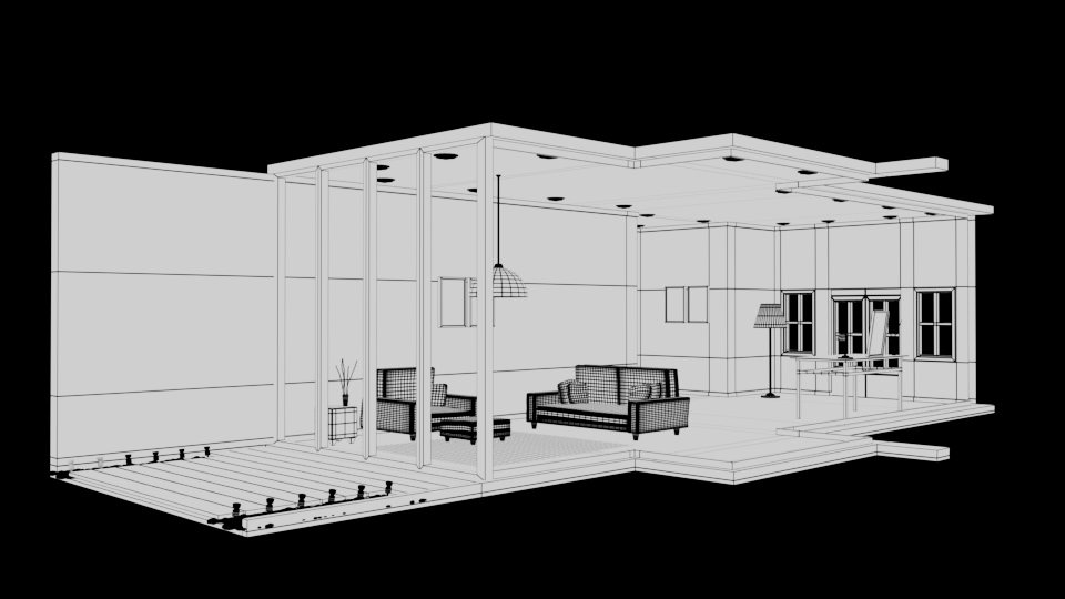 Interior wireframe in Maya